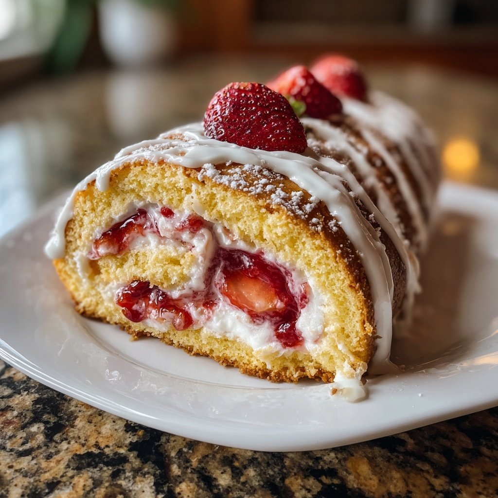 Erdbeer Biskuitrolle