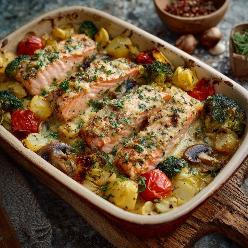 Kalorienarme Ofenpfanne Mit Lachs