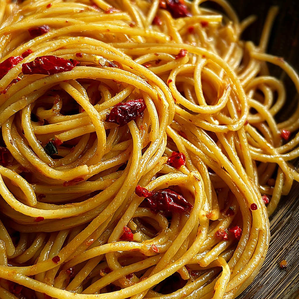 Spaghetti mit Chili und Knoblauchöl