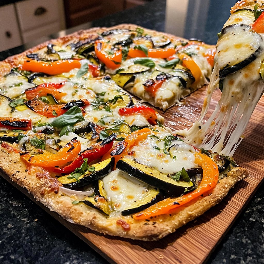 Pizza mit Gemüse vom Grill