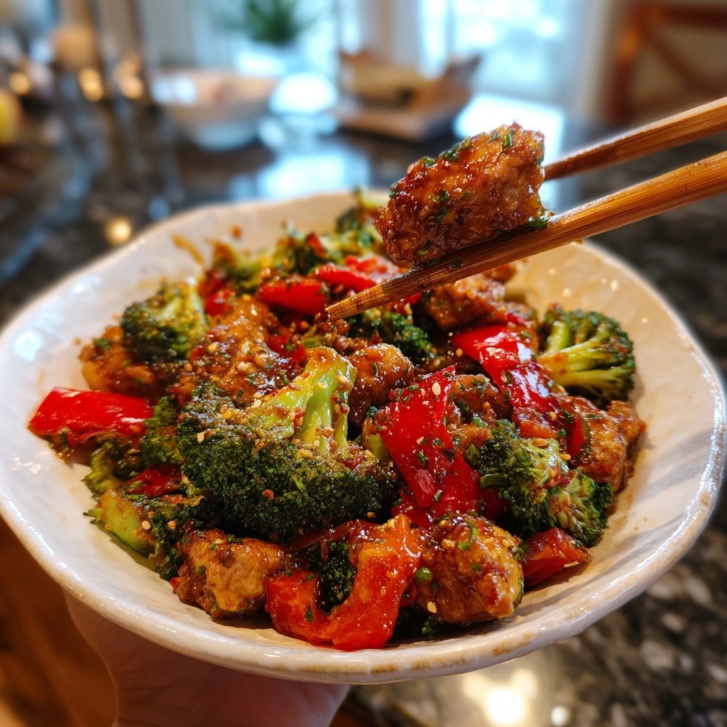 Kalorienarme Hähnchenpfanne Mit Brokkoli Und Paprika