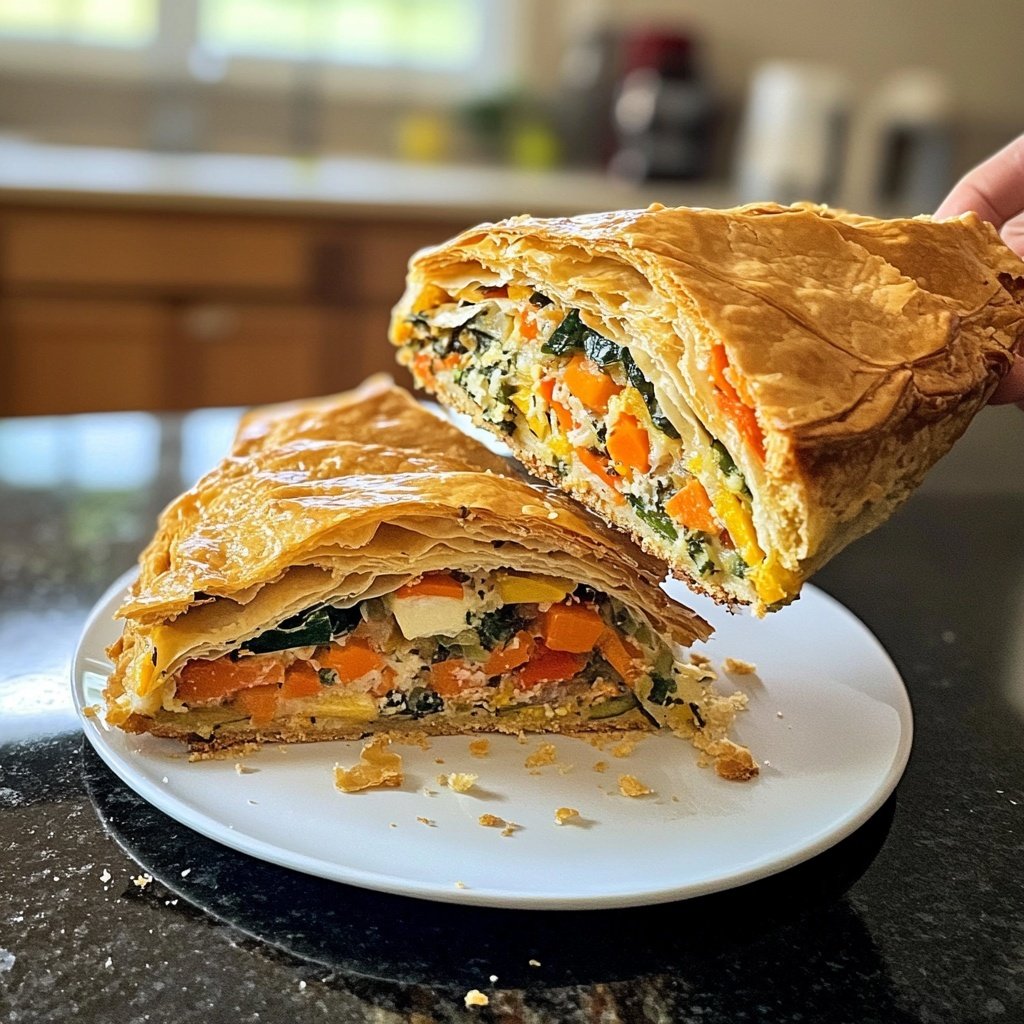 Gemüsestrudel mit Kräuterdip