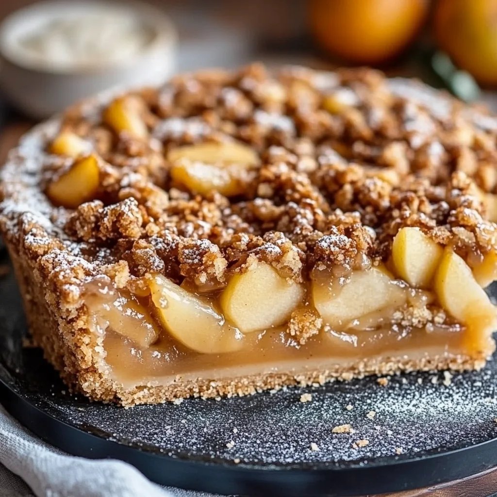 Apfelkuchen mit Pudding und Streusel
