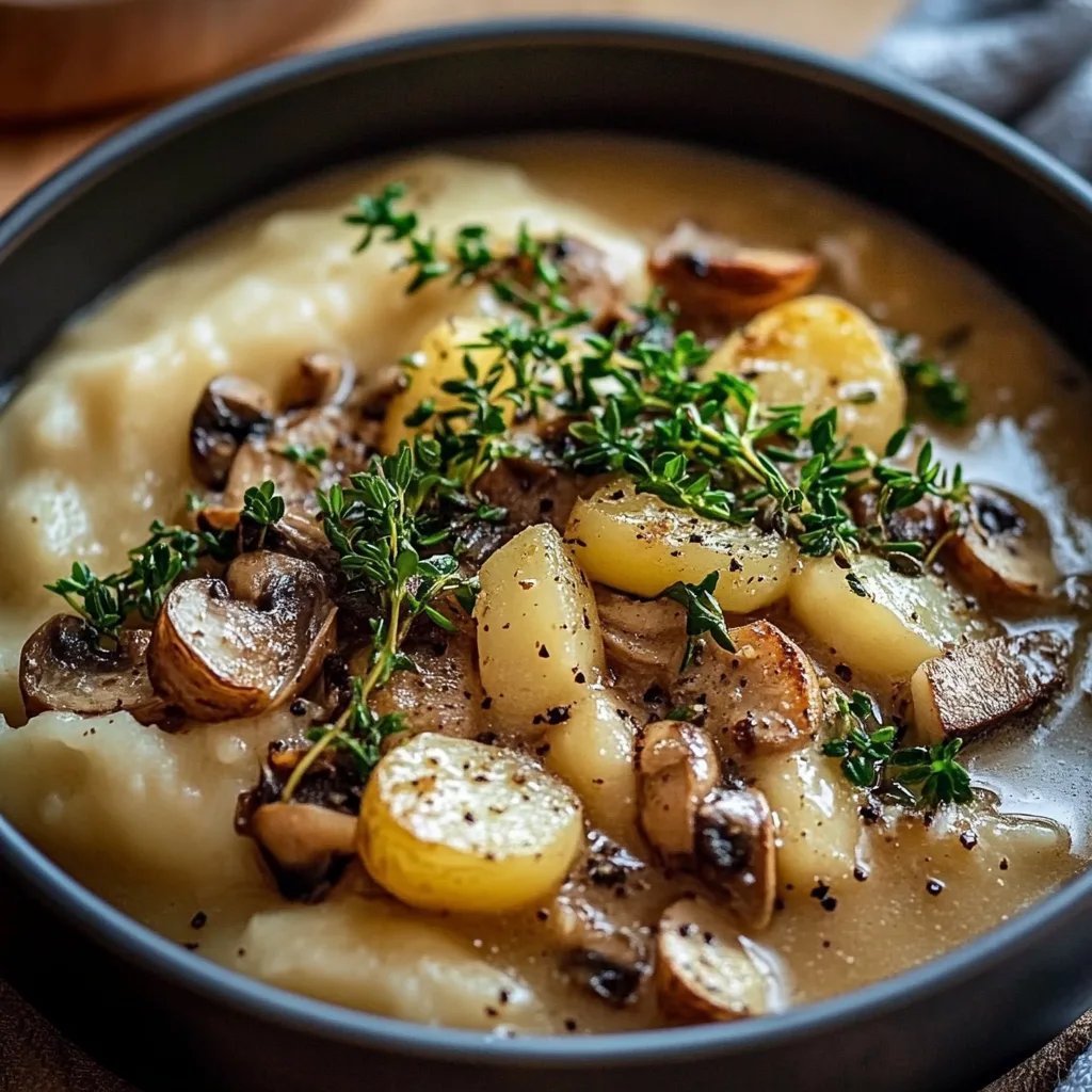 Pilzpfanne mit Rosenkohl & Kartoffelpüree
